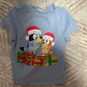 Old Navy Light Blue Holiday Cartoon T-Shirt